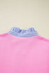 Contrast Striped Collar Patchwork Puff Sleeve Ruffle Hem Mini Dress